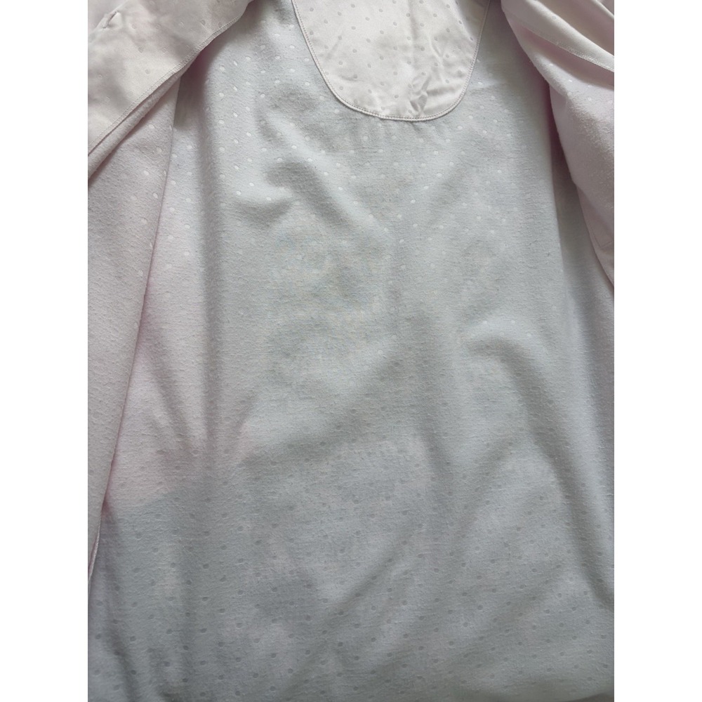 Miss Elaine Pink Nightshirt  Sz Medium Brushed Back Satin Polka Dot Nightgown - Picture 8 of 12